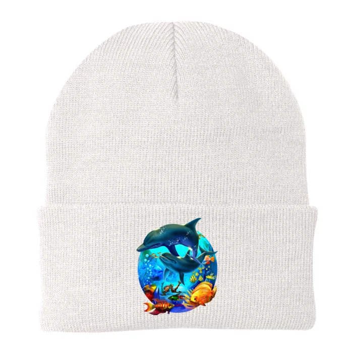 Dolphin Sea Life Save The Ocean Marine Biology Aquarium Knit Cap Winter Beanie