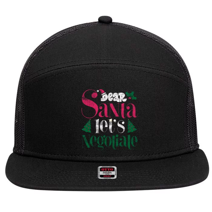 Dear Santa LetS Negotiate Pajama Costume Family Matching 7 Panel Mesh Trucker Snapback Hat