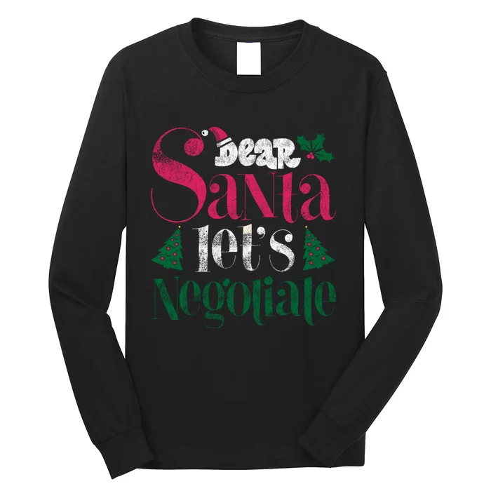 Dear Santa LetS Negotiate Pajama Costume Family Matching Long Sleeve Shirt