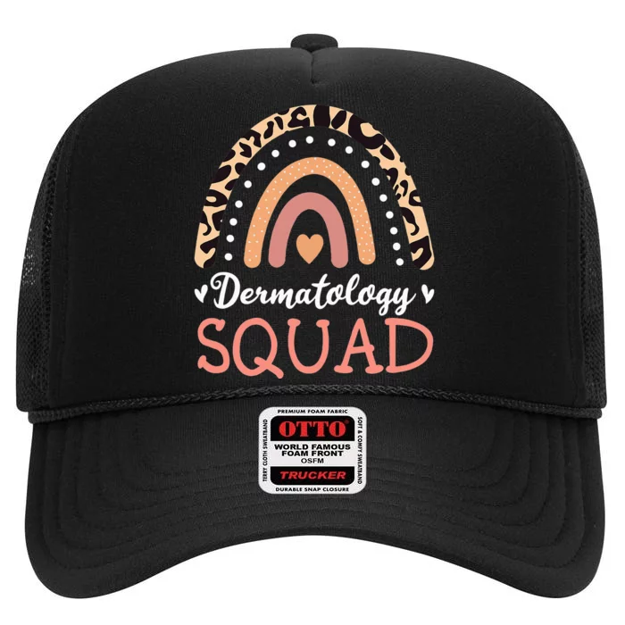 Dermatology Squad Leopard Rainbow Dermatologist Skin Doctor High Crown Mesh Trucker Hat