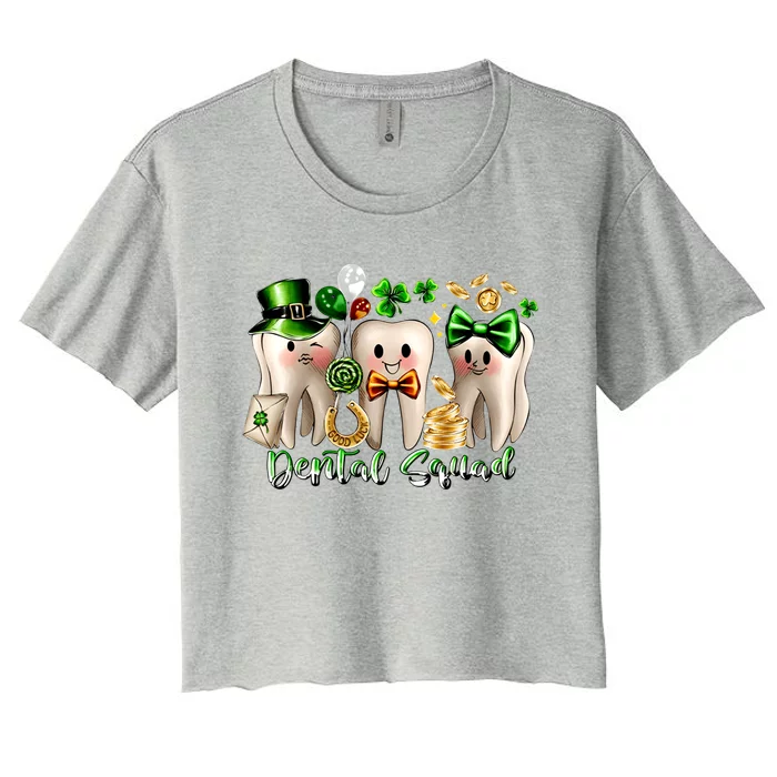 Dental Squad Luckiest Dentist Patrick's Day Shamrock Dentist Gift Women's Crop Top Tee