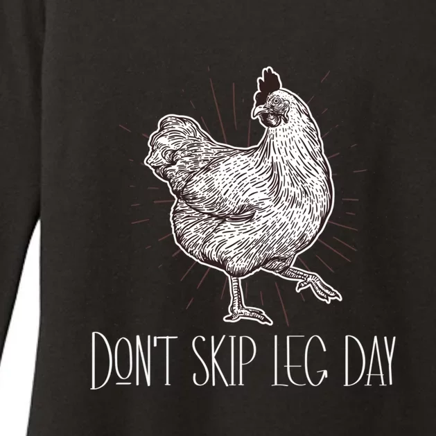 Don't Skip Leg Day Funny Lifting Workout Chicken Legs Gift Womens CVC Long Sleeve Shirt