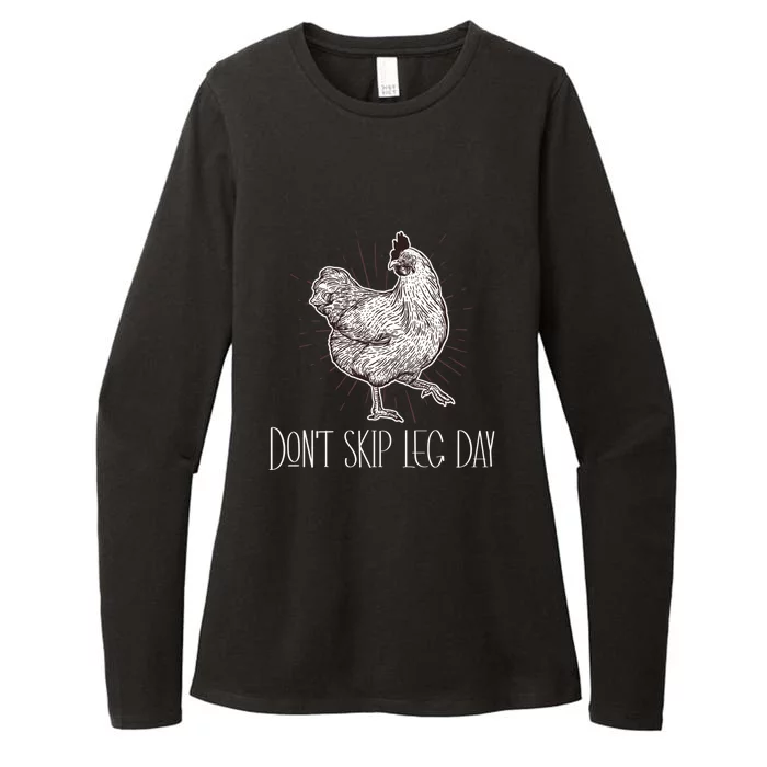 Don't Skip Leg Day Funny Lifting Workout Chicken Legs Gift Womens CVC Long Sleeve Shirt