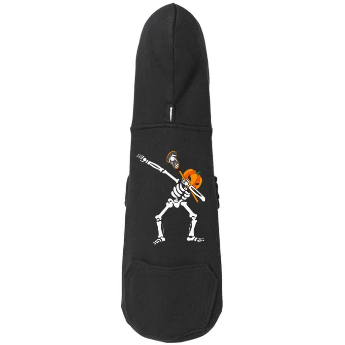 Dabbing Skeleton Lacrosse Sport Lover Halloween Costume Doggie 3-End Fleece Hoodie