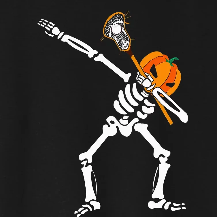 Dabbing Skeleton Lacrosse Sport Lover Halloween Costume Women's Crop Top Tee