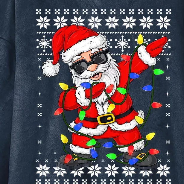 Dabbing Santa Lights Boys Girls Christmas Ugly Dab Sweater Gift Hooded Wearable Blanket