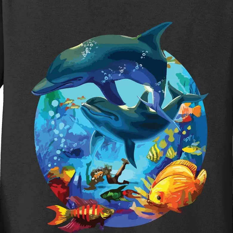 Dolphin Sea Life Save The Ocean Marine Biology Aquarium Kids Long Sleeve Shirt