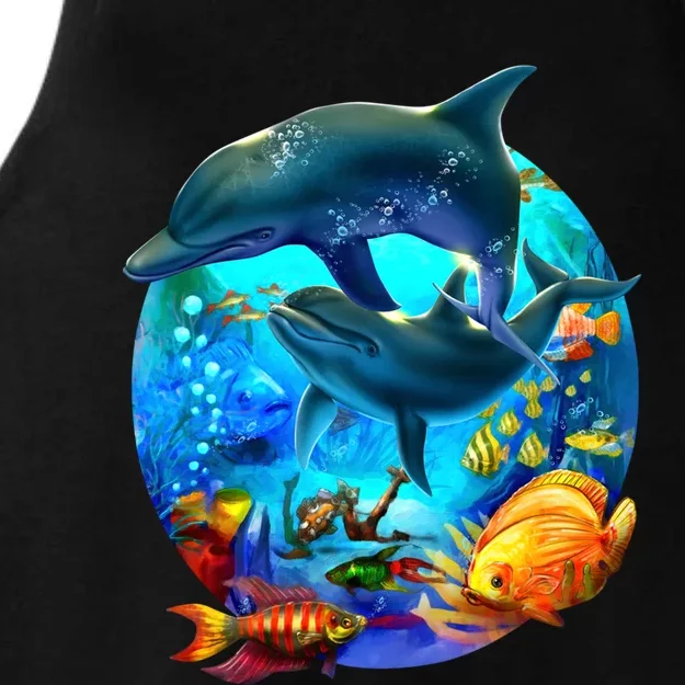 Dolphin Sea Life Save The Ocean Marine Biology Aquarium Gift Ladies Tri-Blend Wicking Tank