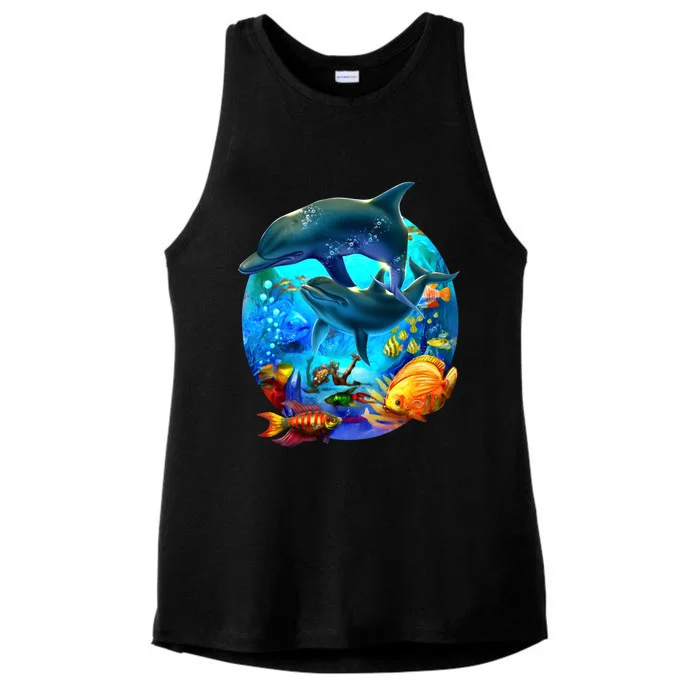 Dolphin Sea Life Save The Ocean Marine Biology Aquarium Gift Ladies Tri-Blend Wicking Tank