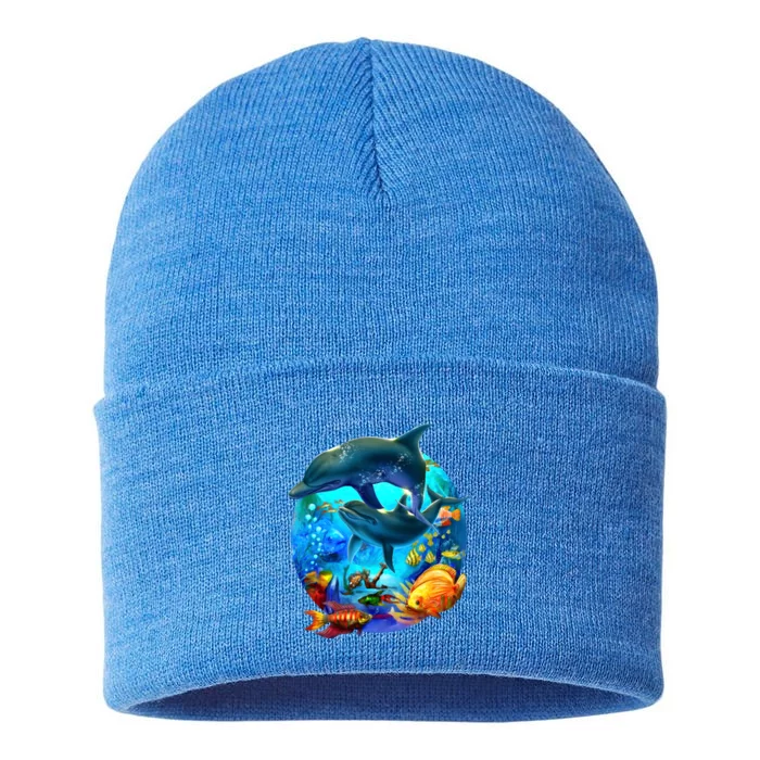 Dolphin Sea Life Save The Ocean Marine Biology Aquarium Gift Sustainable Knit Beanie