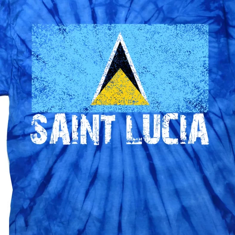 Distressed Saint Lucia Flag Gift Or Tie-Dye T-Shirt