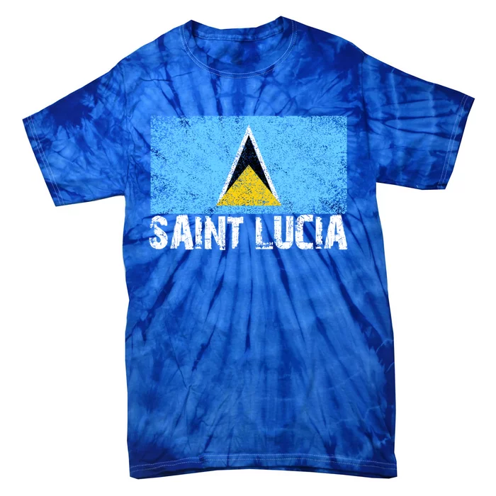 Distressed Saint Lucia Flag Gift Or Tie-Dye T-Shirt