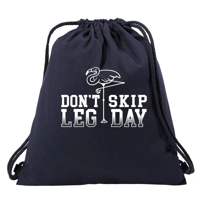 Don't Skip Leg Day Pink Flamingo Bird Fitness Workout Gift Drawstring Bag