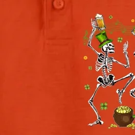 Dancing Skeletons Leprechaun Drinking Beer St Patrick's Day Dry Zone Grid Performance Polo