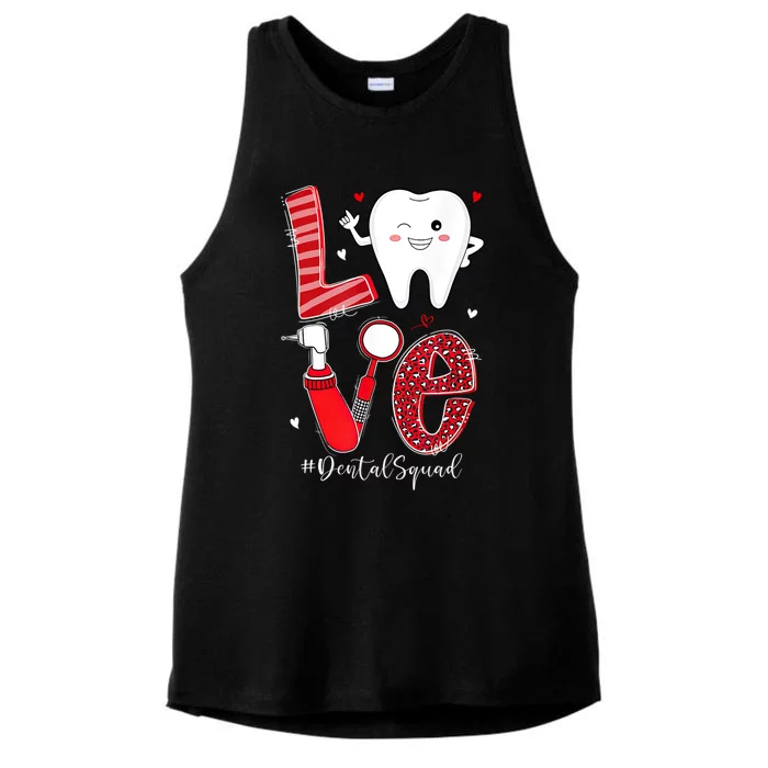 Dental Squad Leopard Tooth Love Dentist Hygienist Valentines Gift Ladies Tri-Blend Wicking Tank