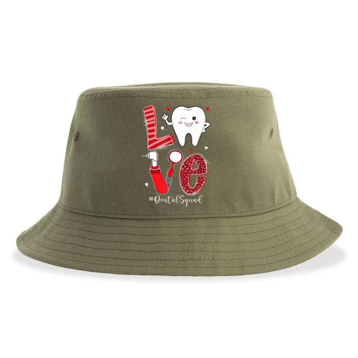 Dental Squad Leopard Tooth Love Dentist Hygienist Valentines Gift Sustainable Bucket Hat