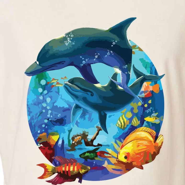 Dolphin Sea Life Save The Ocean Marine Biology Aquarium Garment-Dyed Women's Muscle Tee