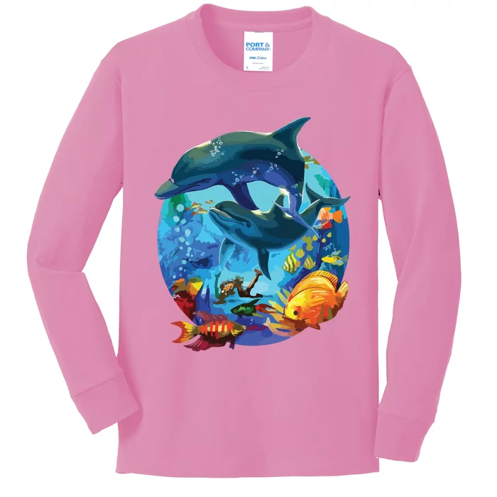 Dolphin Sea Life Save The Ocean Marine Biology Aquarium Kids Long Sleeve Shirt