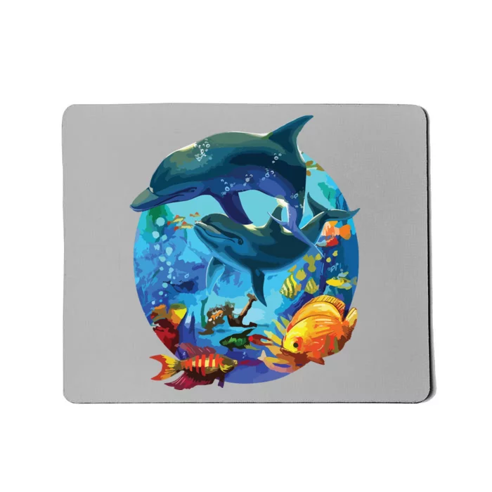 Dolphin Sea Life Save The Ocean Marine Biology Aquarium Mousepad