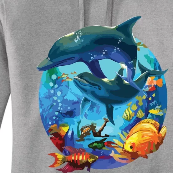 Dolphin Sea Life Save The Ocean Marine Biology Aquarium Women's Pullover Hoodie