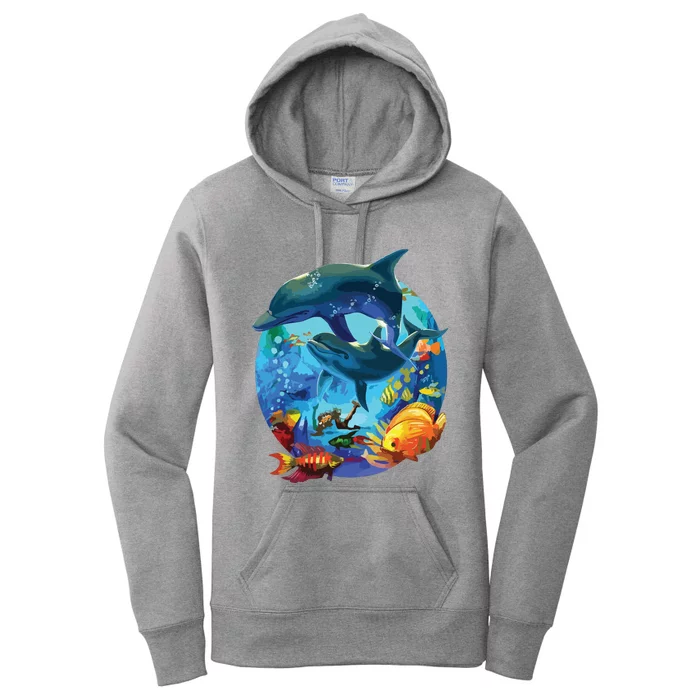 Dolphin Sea Life Save The Ocean Marine Biology Aquarium Women's Pullover Hoodie