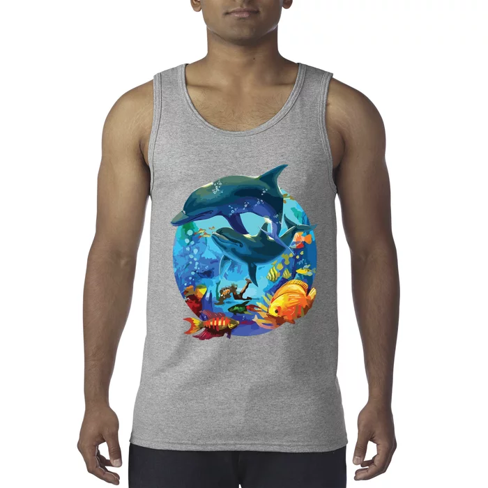 Dolphin Sea Life Save The Ocean Marine Biology Aquarium Tank Top