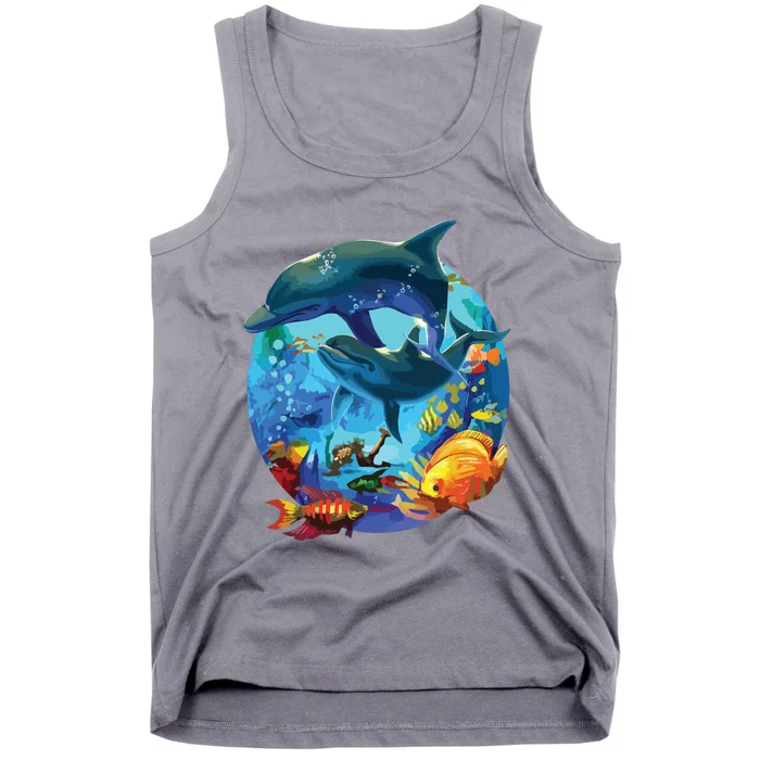 Dolphin Sea Life Save The Ocean Marine Biology Aquarium Tank Top