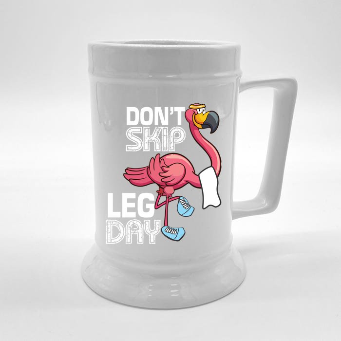 Don't Skip Leg Day Cute Flamingo Fitness Gym Workout Gift Front & Back Beer Stein