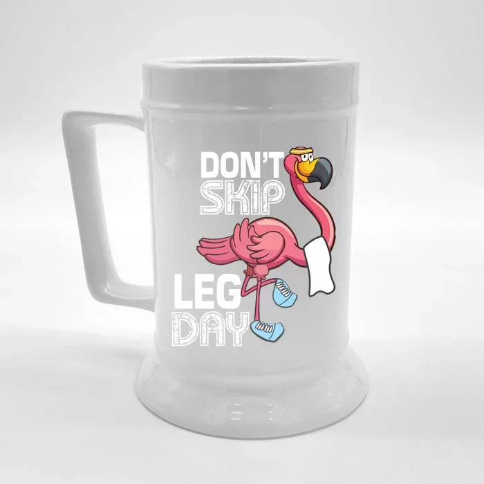 Don't Skip Leg Day Cute Flamingo Fitness Gym Workout Gift Front & Back Beer Stein