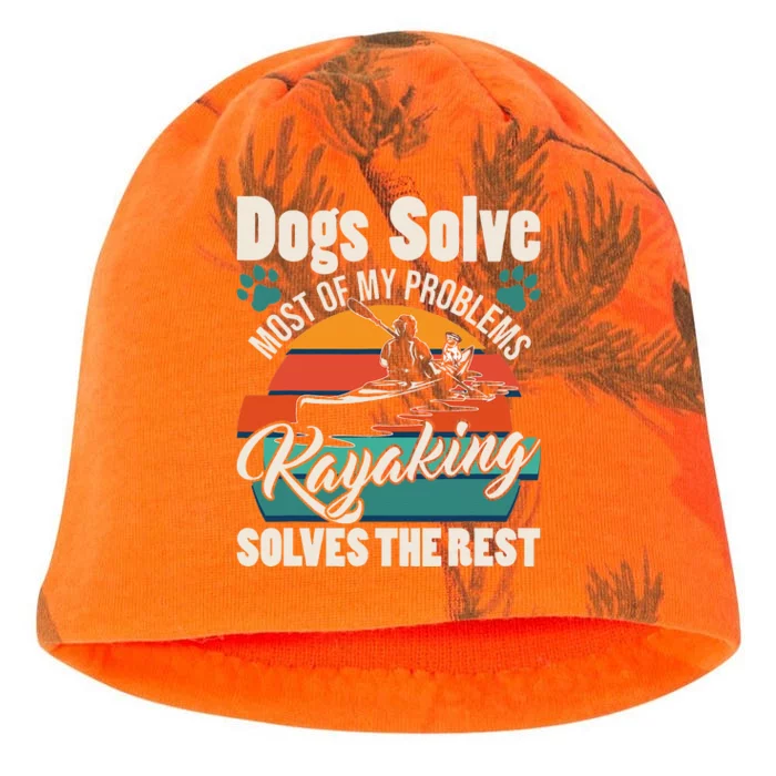 Dogs Solve Most Of My Problems Kayaking Solves The Rest Kati - Camo Knit Beanie