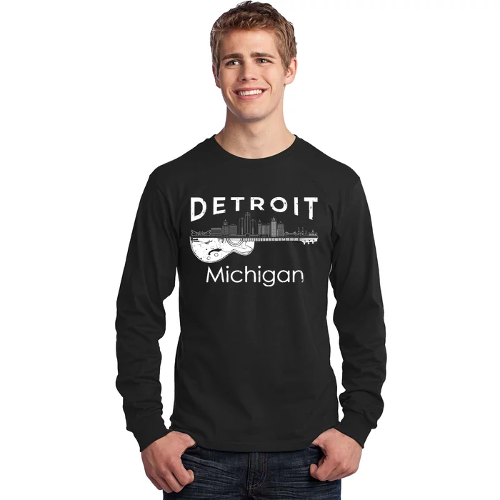 Detroit Souvenir Michigan Music Electric Guitar Long Sleeve Shirt