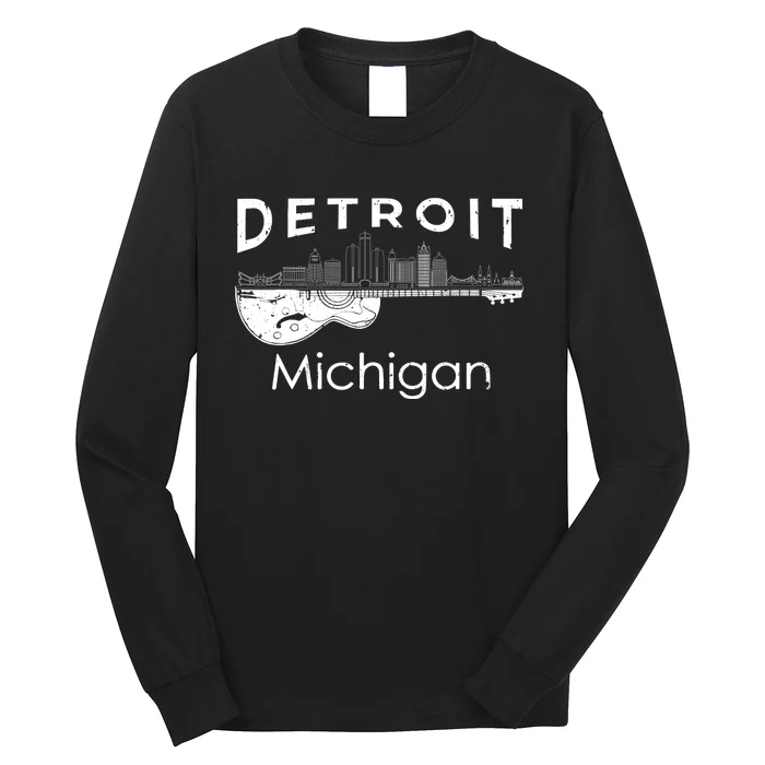 Detroit Souvenir Michigan Music Electric Guitar Long Sleeve Shirt