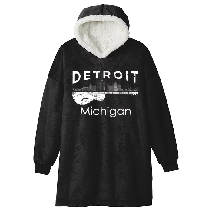 Detroit Souvenir Michigan Music Electric Guitar Hooded Wearable Blanket