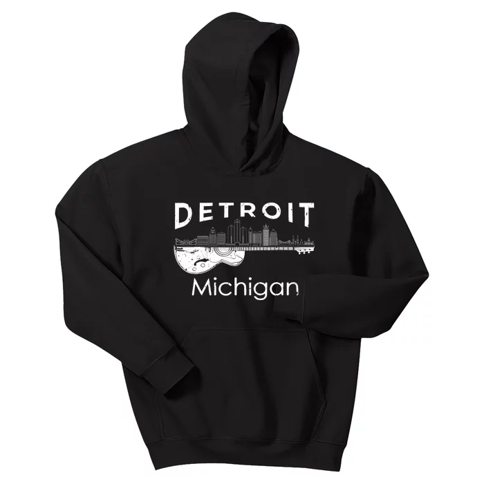 Detroit Souvenir Michigan Music Electric Guitar Kids Hoodie