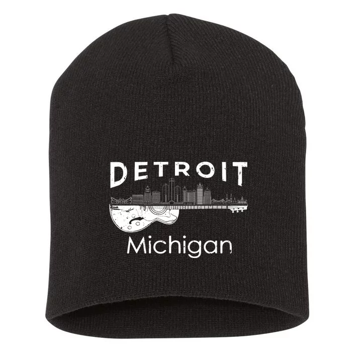 Detroit Souvenir Michigan Music Electric Guitar Short Acrylic Beanie