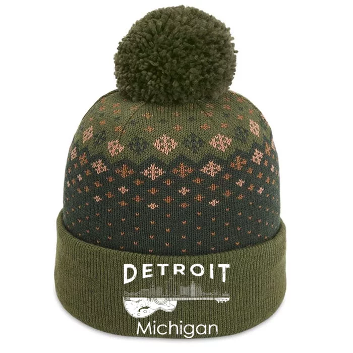 Detroit Souvenir Michigan Music Electric Guitar The Baniff Cuffed Pom Beanie