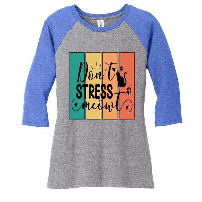 Dont Stress Meowt Cool Fun Sunset Colors Cat Pun Gift Women's Tri-Blend 3/4-Sleeve Raglan Shirt