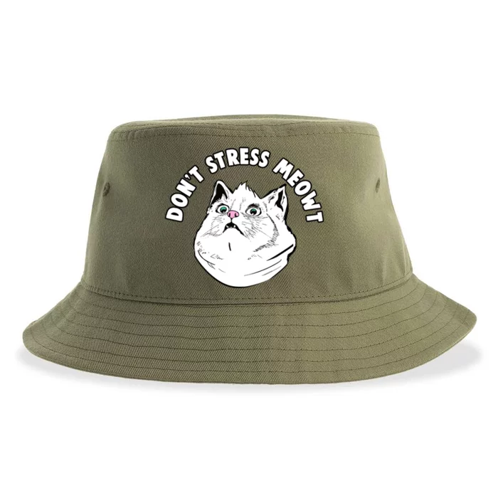 Don't Stress Meowt Funny Stressed Out Kitty Cat Pun Meaningful Gift Sustainable Bucket Hat