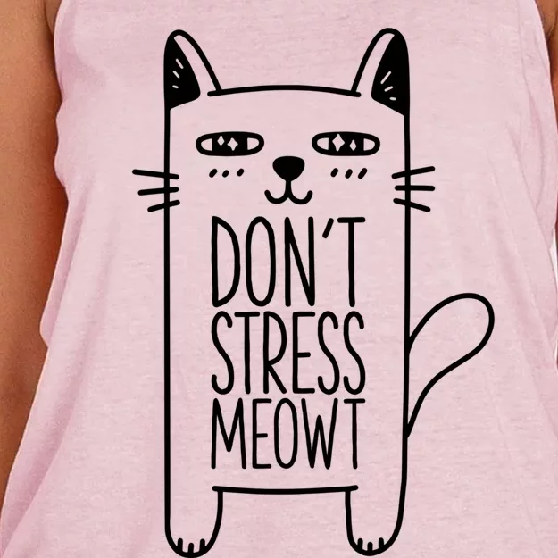 Don't Stress Meowt Gift For Cat Owners Cat Themed Cute Gift Women's Knotted Racerback Tank