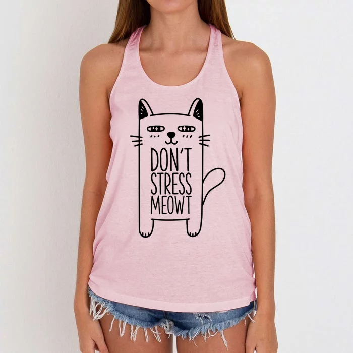 Don't Stress Meowt Gift For Cat Owners Cat Themed Cute Gift Women's Knotted Racerback Tank