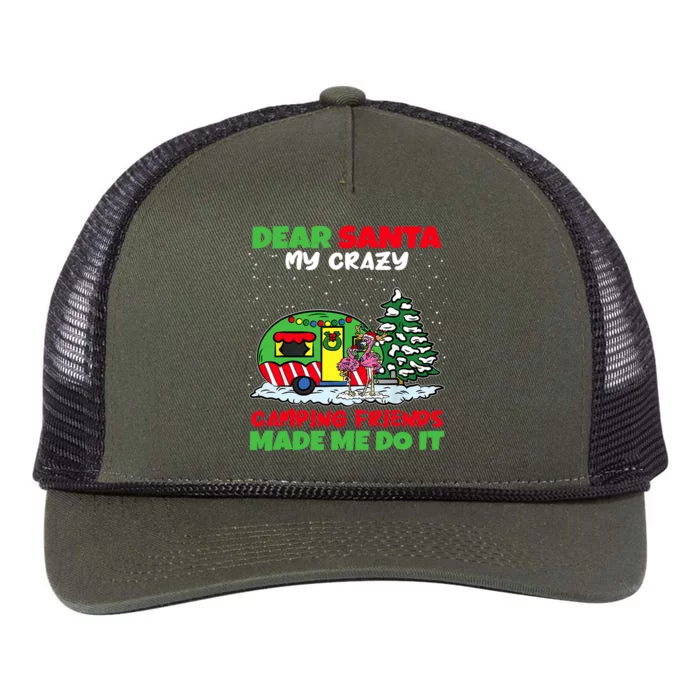 Dear Santa My Camping Friends Made Me Do It Christmas Pajama Retro Rope Trucker Hat Cap