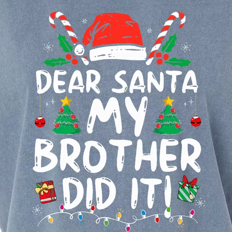 Dear Santa My Brother Did It Funny Christmas Garment-Dyed Women's Muscle Tee