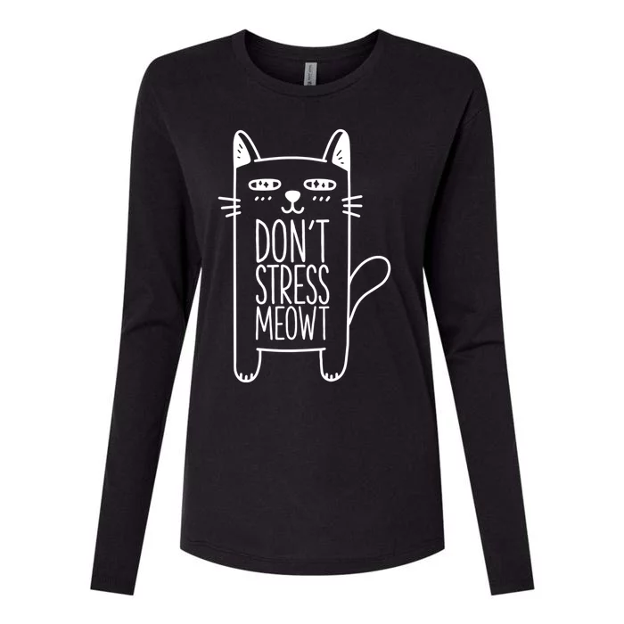 Dont Stress Meowt Gift For Cat Owners Cat Themed Funny Gift Womens Cotton Relaxed Long Sleeve T-Shirt