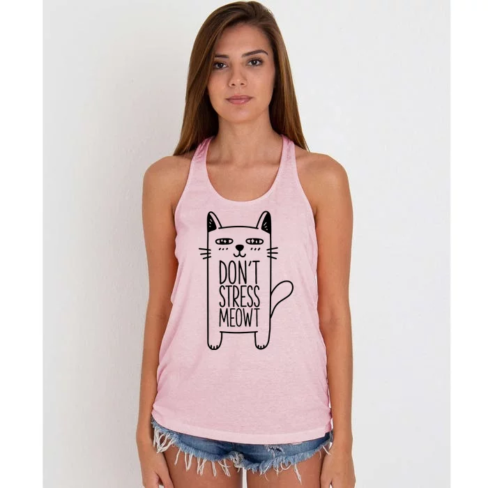 Dont Stress Meowt Gift For Cat Owners Cat Themed Funny Gift Women's Knotted Racerback Tank