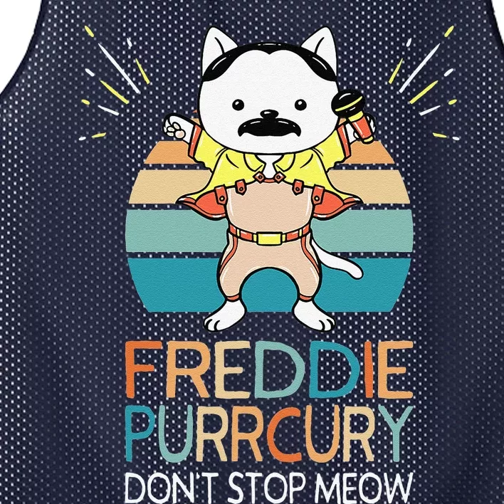 Dont Stop Meow Freddie Purrcury Funny Cat Music Pun Gift Mesh Reversible Basketball Jersey Tank