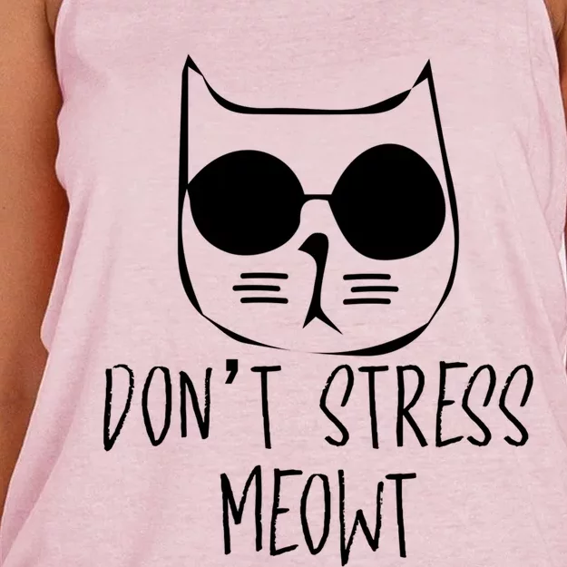 Dont Stress Meowt Humorous Unique Design Gift Women's Knotted Racerback Tank