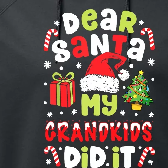 Dear Santa My Grandkids Did It Candy Canes Funny Christmas Performance Fleece Hoodie