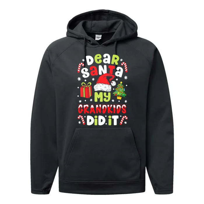 Dear Santa My Grandkids Did It Candy Canes Funny Christmas Performance Fleece Hoodie