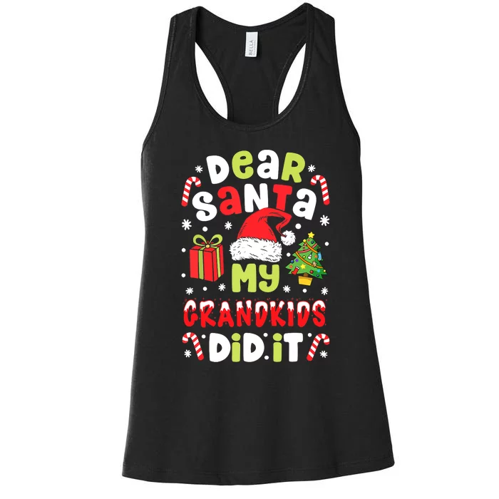 Dear Santa My Grandkids Did It Candy Canes Funny Christmas Women's Racerback Tank