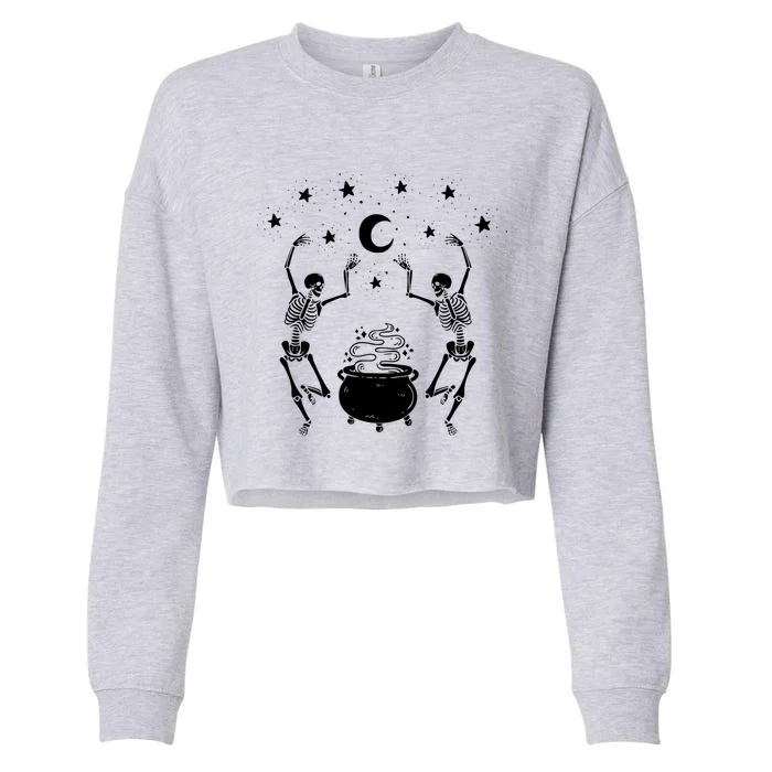 Dancing Skeletons Mystical Halloween Gift Cropped Pullover Crew